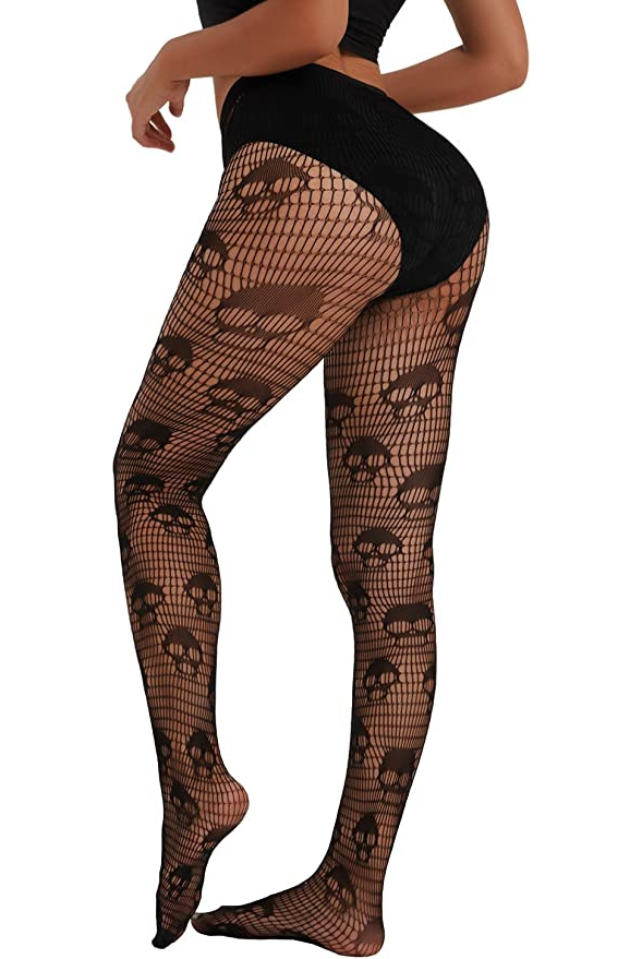Lunedear Woman Goth Tights Gothic Fishnet Stockings Sexy Black Alternative Punk Pantyhose Leggings