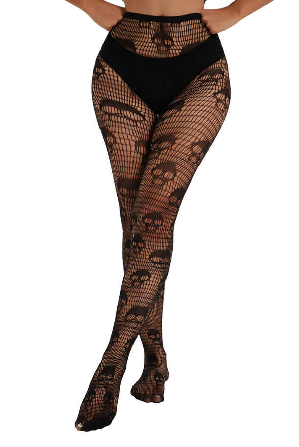 Lunedear Woman Goth Tights Gothic Fishnet Stockings Sexy Black Alternative Punk Pantyhose Leggings