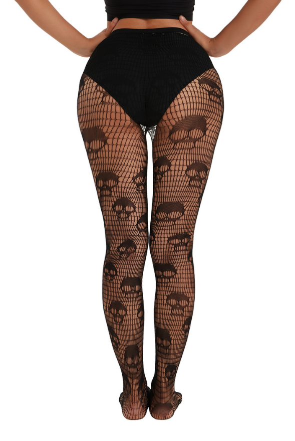 Lunedear Woman Goth Tights Gothic Fishnet Stockings Sexy Black Alternative Punk Pantyhose Leggings