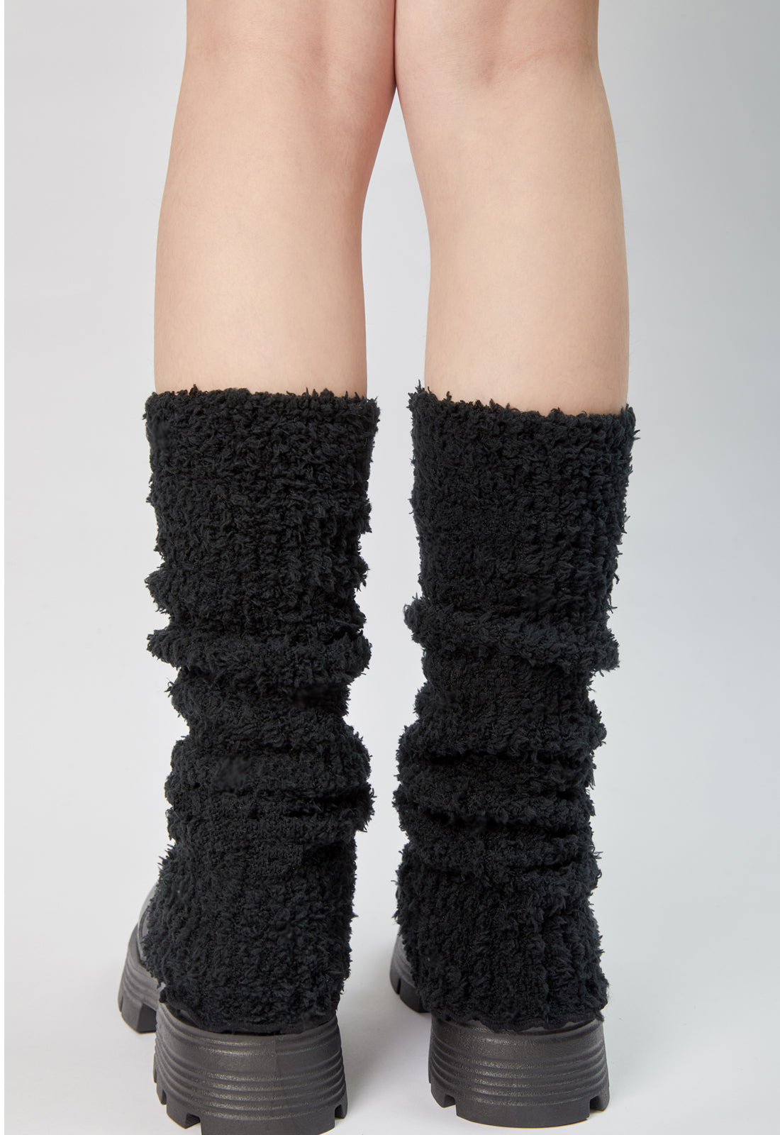 Lunedear Knit Leg Warmers for Womens Ankle Long Socks Black Color