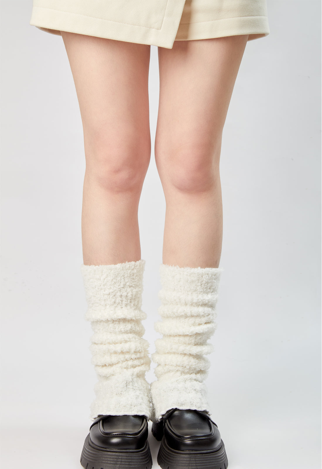 Lunedear Knit Leg Warmers for Womens Ankle Long Socks White Color