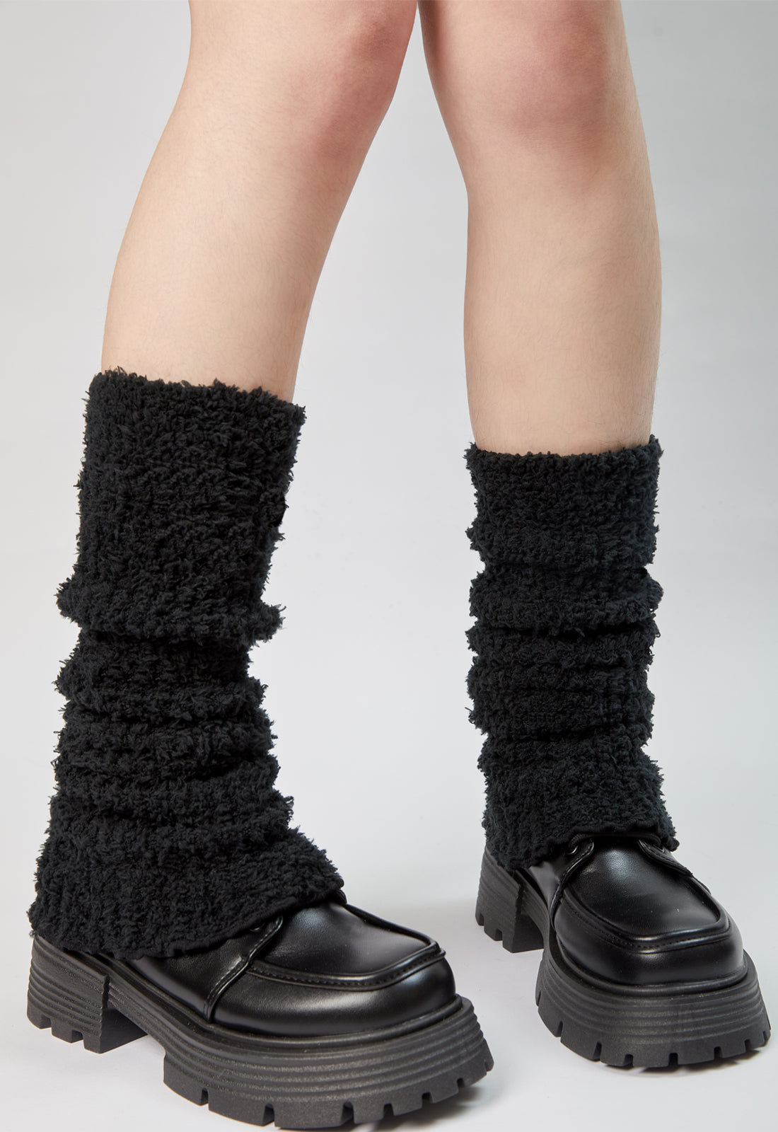 Lunedear Knit Leg Warmers for Womens Ankle Long Socks Black Color