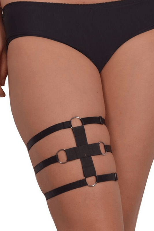 Lunedear Adjustable Cross Thigh Belt, Leg Harness Garter Belt Rave Thigh Band Cosplay Costume Accessory Strap for Women Girls
