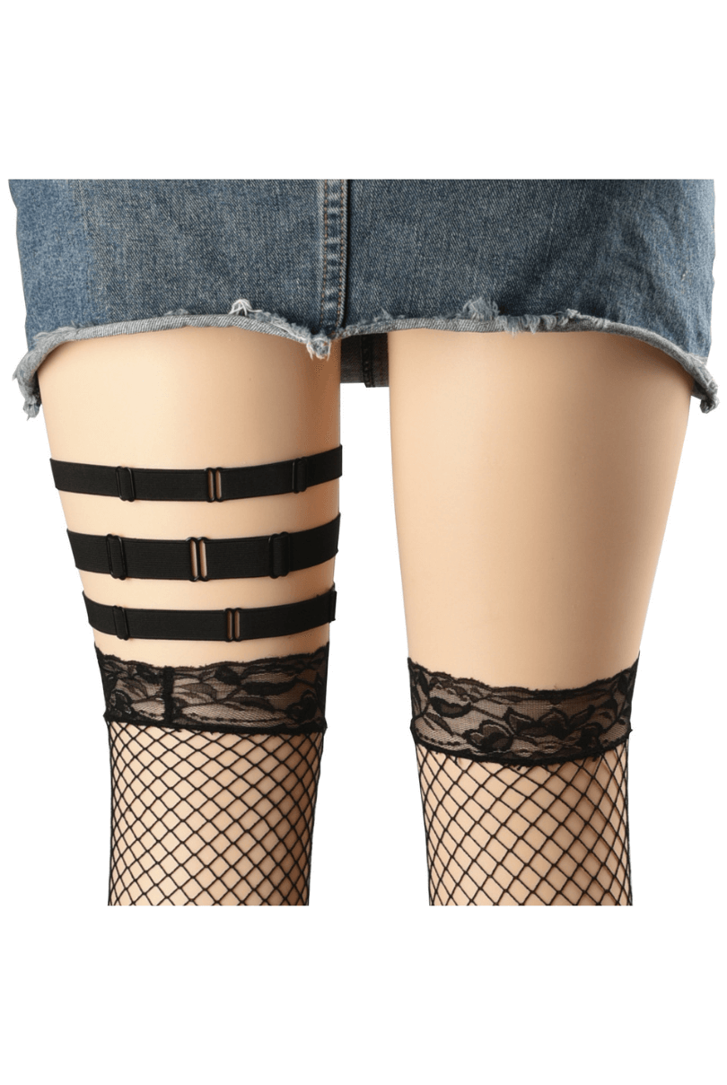 Lunedear Adjustable Cross Thigh Belt, Leg Harness Garter Belt Rave Thigh Band Cosplay Costume Accessory Strap for Women Girls