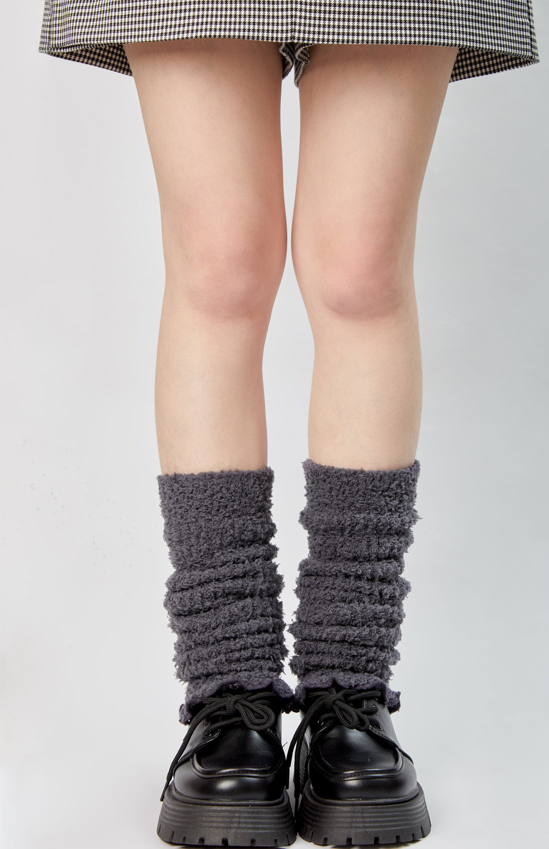 Lunedear Knit Leg Warmers for Womens Ankle Long Socks Grey Color