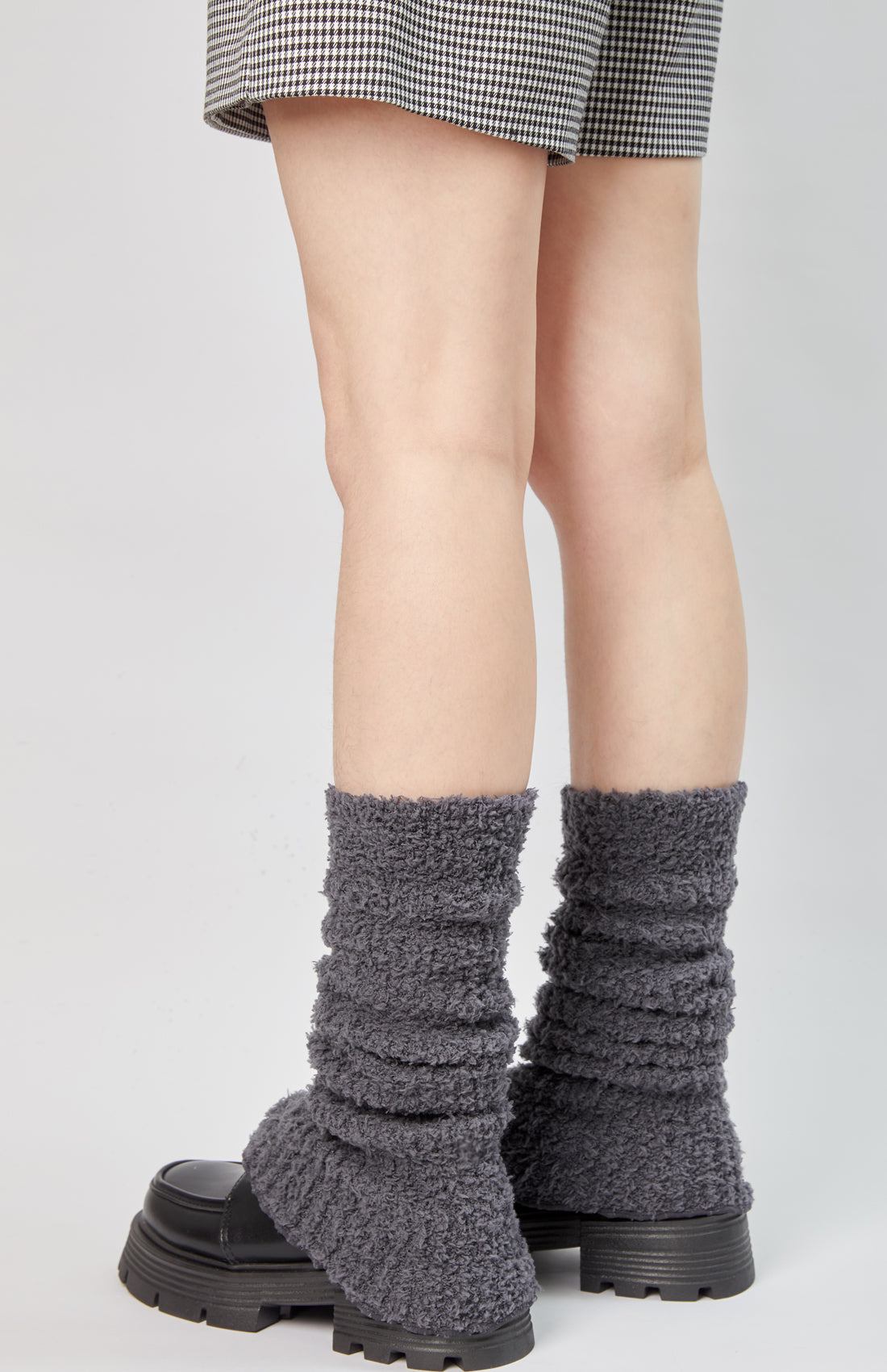 Lunedear Knit Leg Warmers for Womens Ankle Long Socks Grey Color